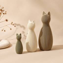 Minimalistische 3D-gedruckte Katzenfiguren – einzeln oder als 3er-Set