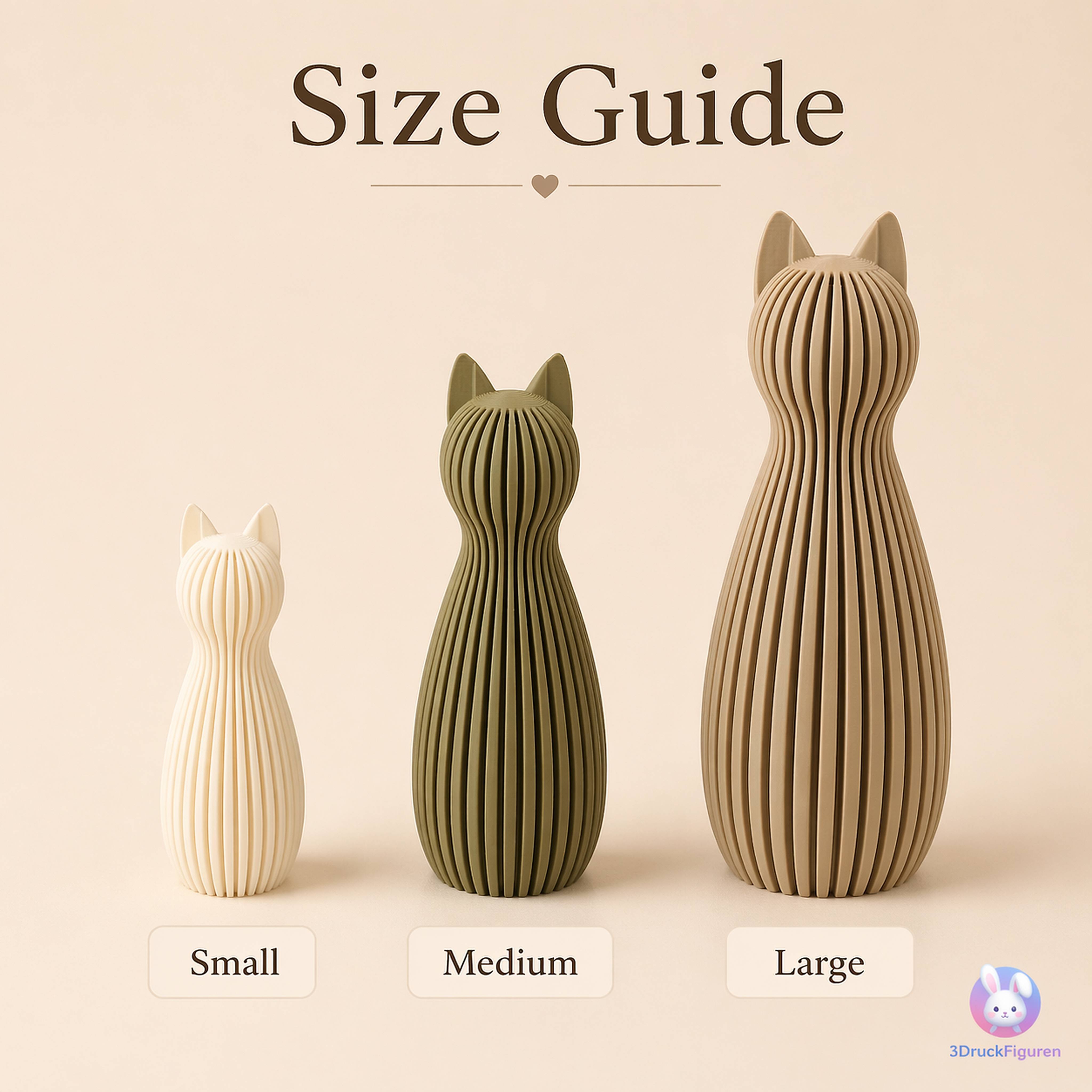 Minimalistische 3D-gedruckte Katzenfiguren – einzeln oder als 3er-Set
