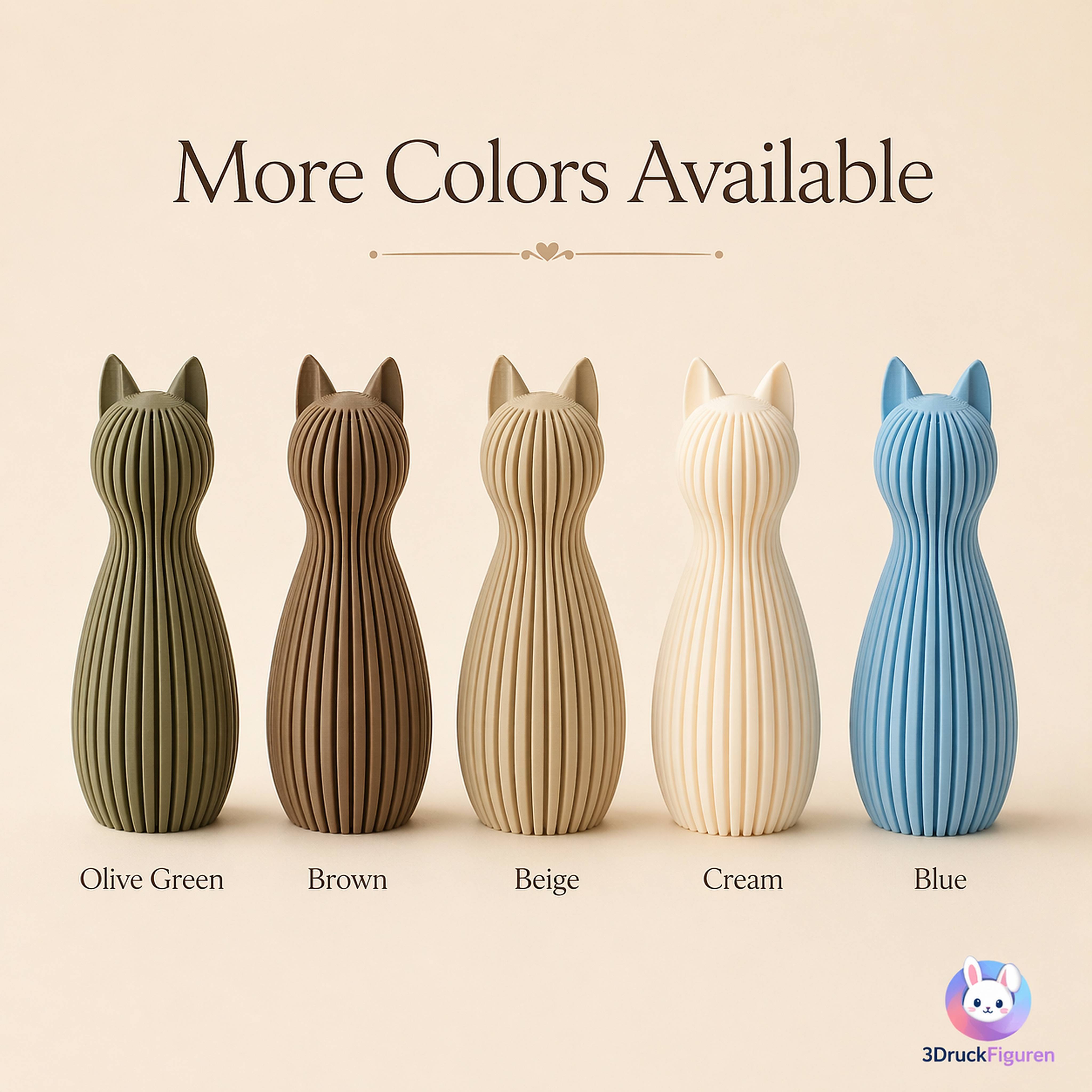 Minimalistische 3D-gedruckte Katzenfiguren – einzeln oder als 3er-Set