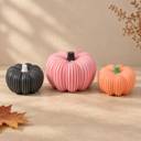 Kürbis-3er-Set: zwei mittlere und ein großer Kürbis in Rosa, Schwarz und Orange